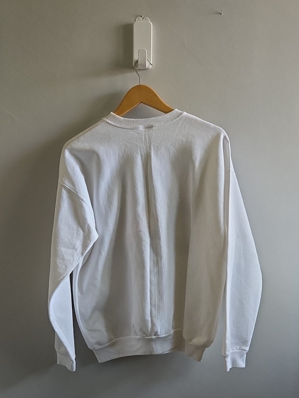 Vintage 90s Hanes Her Way White Cotton Blend Sweatshirt Quilt Pattern Size Large - Picture 4 of 10